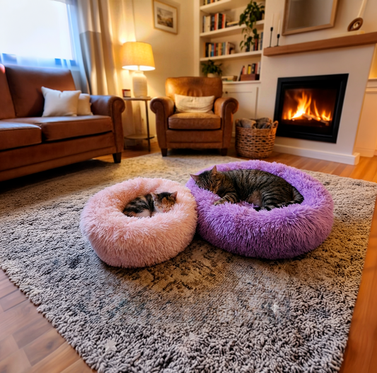 Cama Antiestrés de felpa para perros y gatos