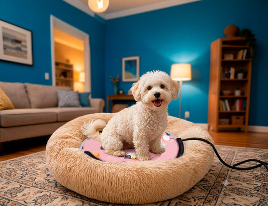 Cama Antiestrés de felpa para perros y gatos - Beige