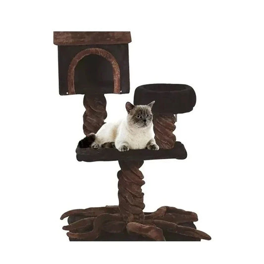 Rascador De Madera Con Casa Estilo Árbol 1.1 Mts para gatos - imagen 1