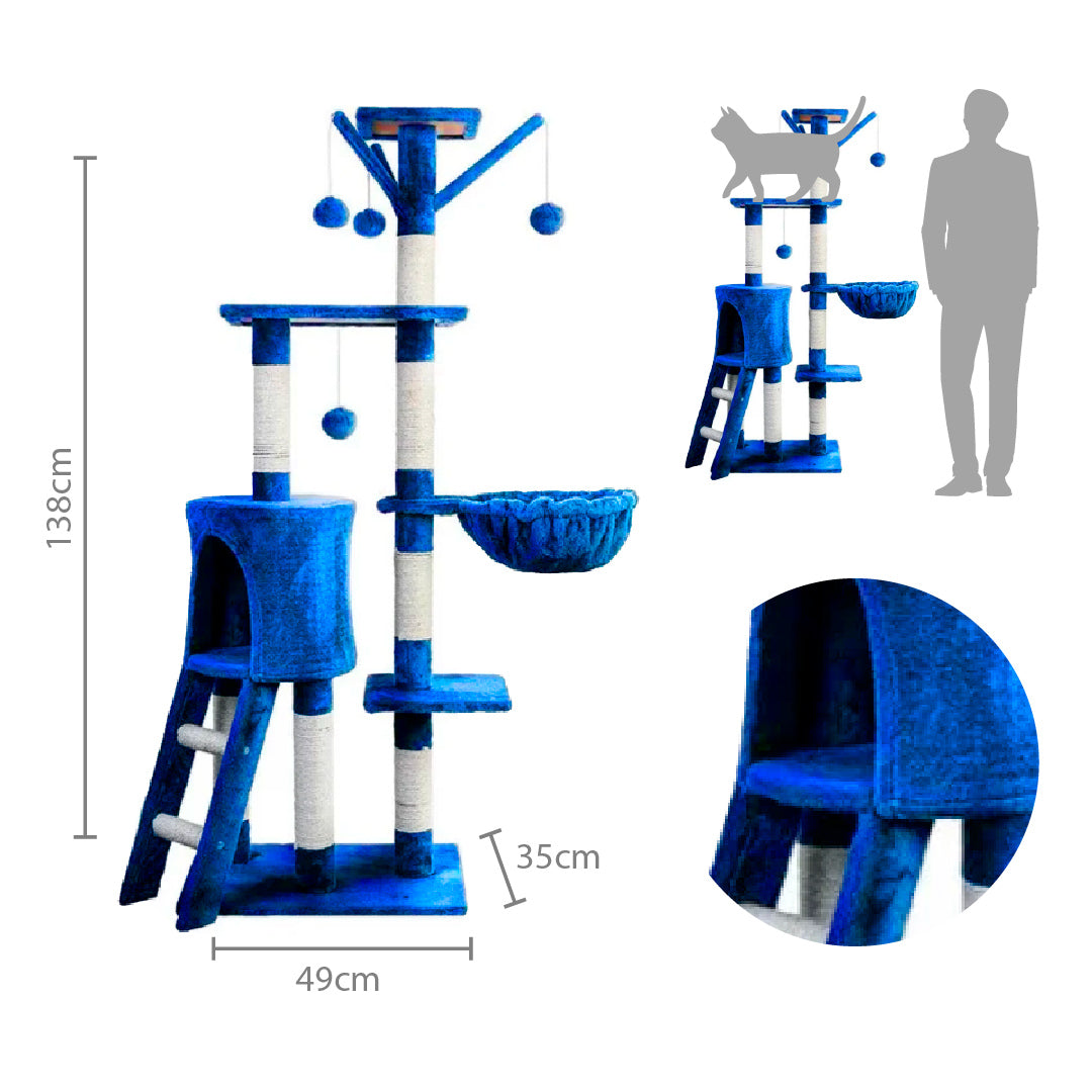 Rascador de Torre con Hamaca y Nido para Gato 5 pisos 138cm