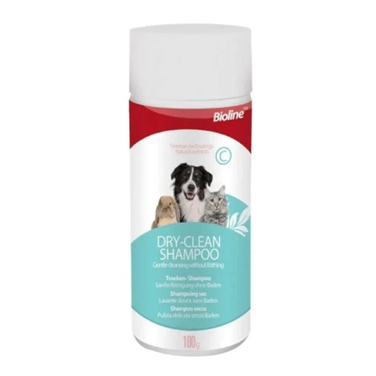 SHAMPOO SECO PULGAS Y GARRAPATAS 100 GRS BIOLINE - imagen 1