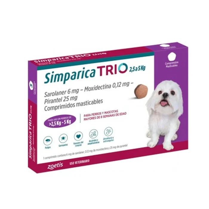 Simparica trio 2.5 - 5 kg x 3 comp