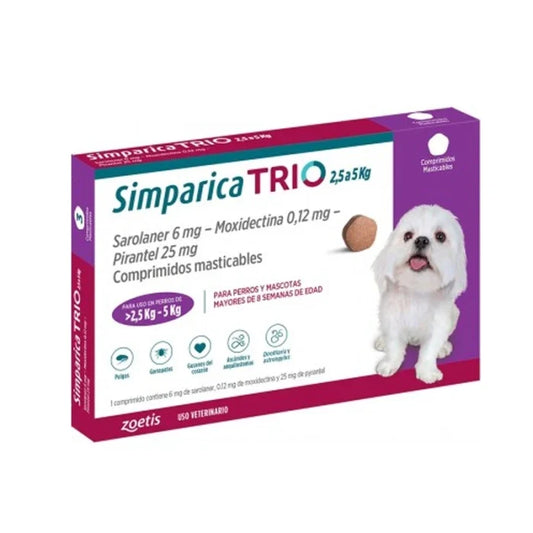 Simparica trio 2.5 - 5 kg x 3 comp