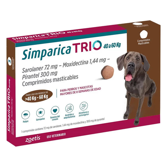 Simparica Trio X1 Comprimido Masticable para perros 40a60kg