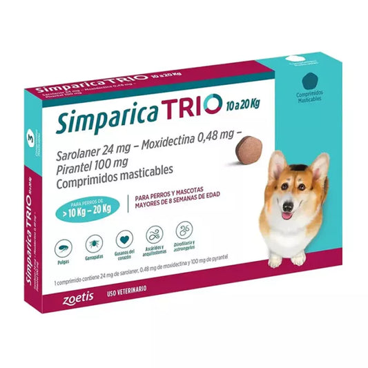 Simparica Trio X3 Comprimido Masticable para perros