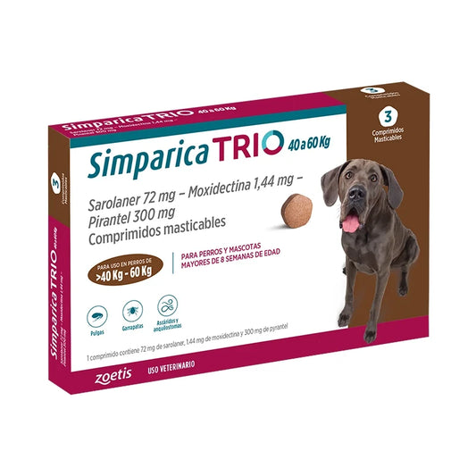Simparica Trio X3 Comprimido Masticable para perros 40-60kg