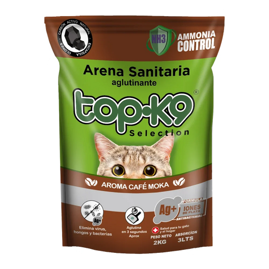 Topk9 Arena Sanitaria Aglutinante con iones de plata aroma Café Moka