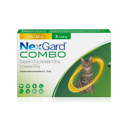 v-nexgard combo pipeta gato 2.5-7.5 kg 0.9 Ml x 3 unid